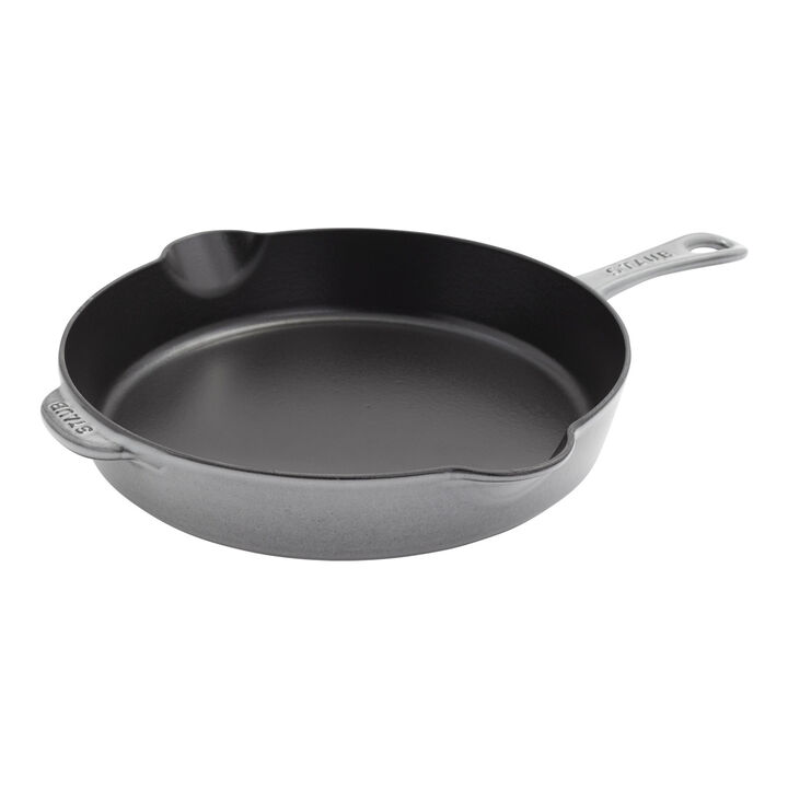 Pans, 28 cm / 11 inch cast iron Traditional Deep Frypan, graphite-grey, large 1
