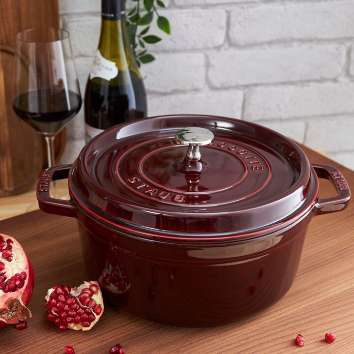 La Cocotte, Cocotte 24 cm, rund, Grenadine-Rot, Gusseisen, large 2