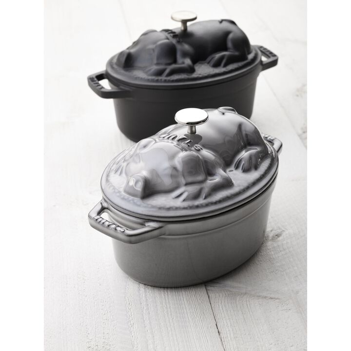 La Cocotte, 1 l cast iron oval Dutch Oven, graphite-grey, large 2