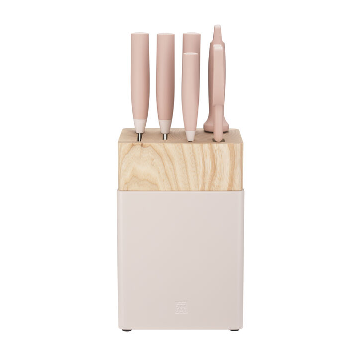 Now S, 7 Piece, Knife block set, pink, large 1