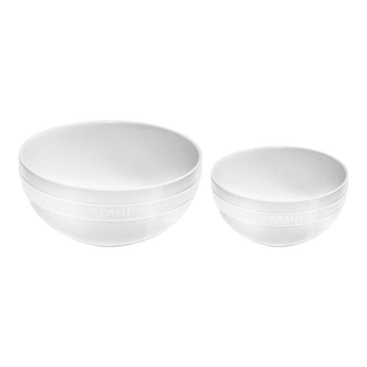 Ceramique, 2 Piece ceramic Large Mixing Bowl Set, white, large 1