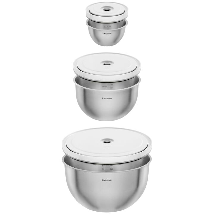 Fresh & Save BOWLS, Vacuum bowl set S/M/L / 3-pc, stainless steel, Silver-White, large 2