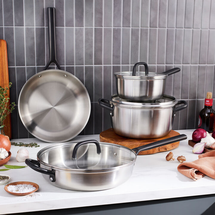 Milano Stainless Steel, 7-pc, Cookware Set, Gun Metal, large 2