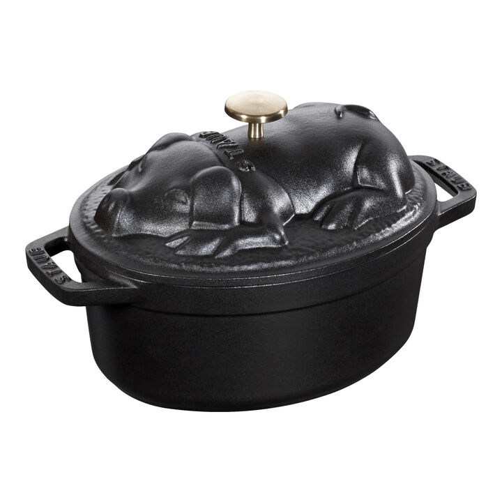 La Cocotte, 1 l cast iron oval Dutch Oven, black, large 4