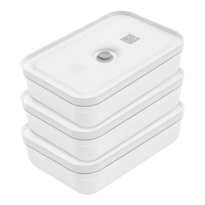 Fresh & Save, Vakuummadkasse sæt, 3 stk. / L flad, Hvid-Grå, Plastik, large 1