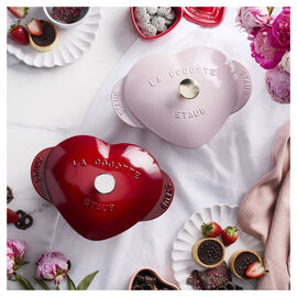 Cocotte 20 cm, Coeur, Sorbet rose, Fonte