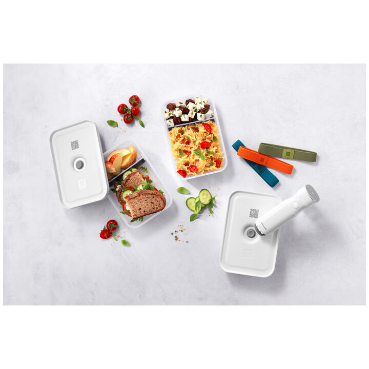 FRESH & SAVE, Set boîtes sous-vide & pompe, 7-pcs. /L flat, semi transparent-gris / blanc, Plastique, large 3