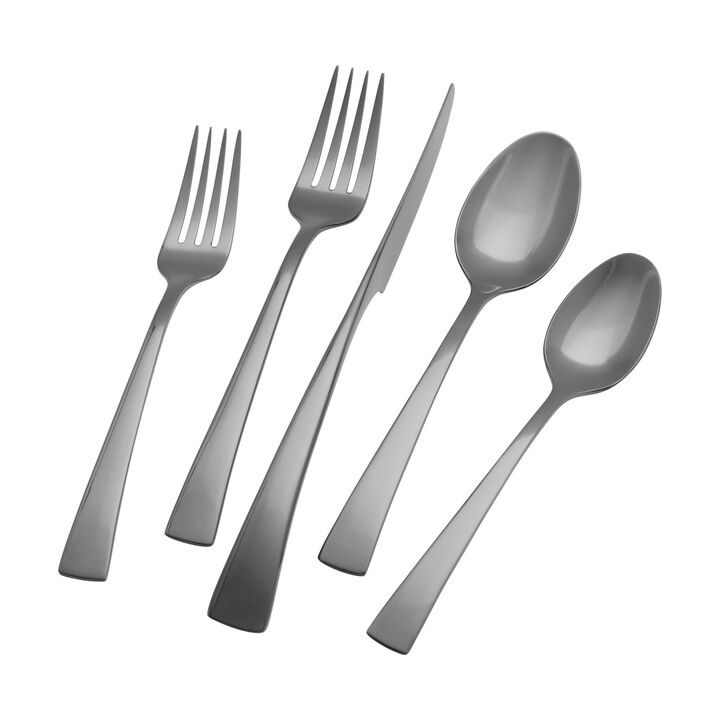 Bellasera (slate), 20-pc Slate Flatware Set, 18/10 Stainless Steel, Anthracite, large 1