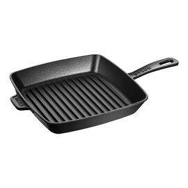 26 cm cast iron square American grill, black