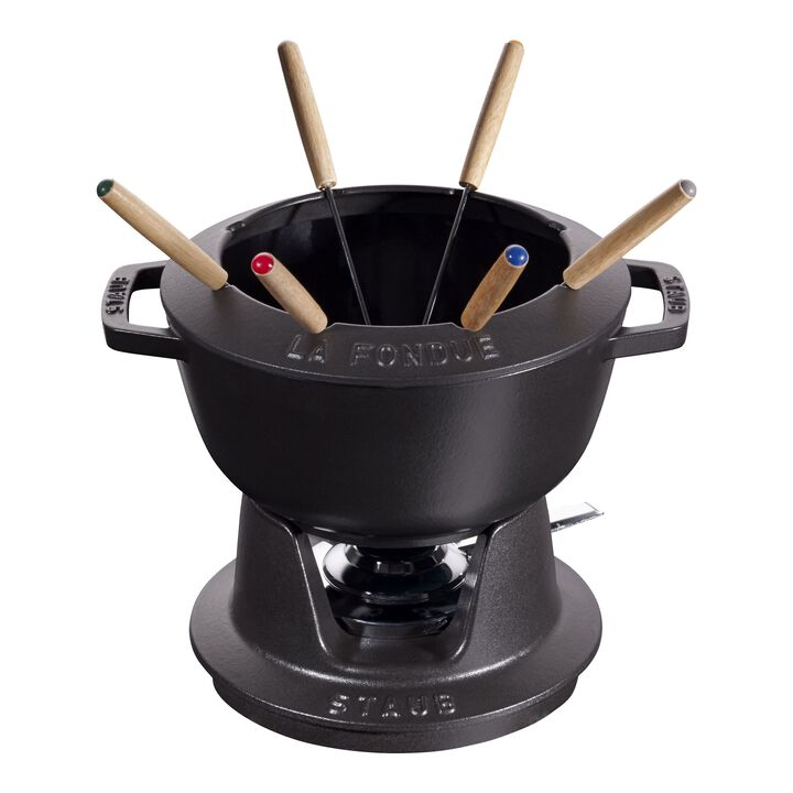 La fondue, Service à fondue 20 cm, Noir mat, large 1
