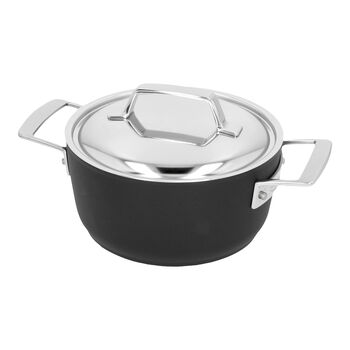Sığ Tencere Kapaklı | Al&uuml;minyum | 18 cm | Siyah,,large 4