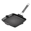 Grill Pans, Grelha com duas pegas com bico para servir 24 cm, Ferro fundido, Preto, small 1