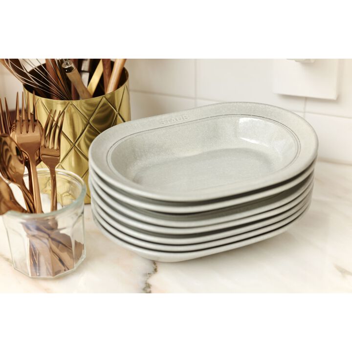 Dining Line, 25 cm ceramic oval Serving Dish, white truffle, large 4