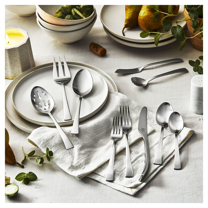Bellasera (matted), 45-pc Satin Flatware Set, 18/10 Stainless Steel, No-Color, large 2