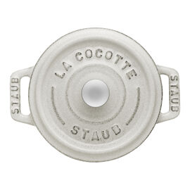 Mini cocotte 10 cm, redondo, Branco trufado, Ferro fundido