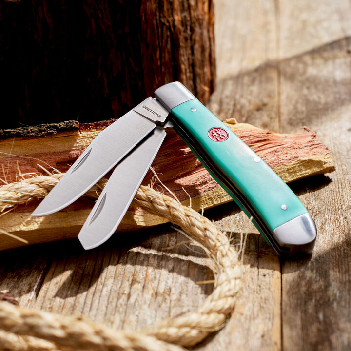 Outdoor, 3.5-inch, Trapper Folding Pocket Knife, Seafoam Green, large 3