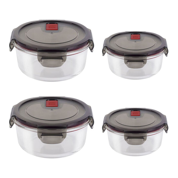 Gusto, 4 Piece, Batch Cooking Round Storage Set, glass, large 1
