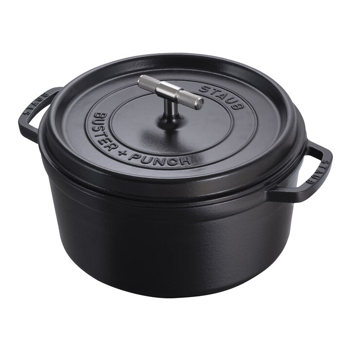 La Cocotte, Cocotte Buster+Punch 28 cm, rund, Schwarz, Gusseisen, large 3