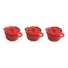 Ceramique, 3 Piece ceramic Cocotte set, cherry, small 1
