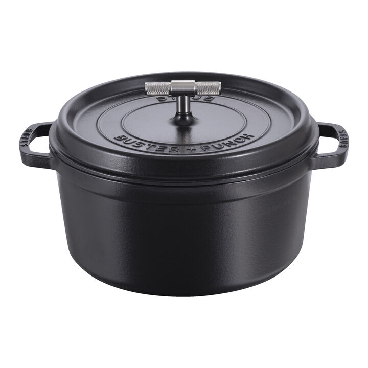 La Cocotte, Cocotte Buster+Punch 28 cm, rund, Schwarz, Gusseisen, large 4