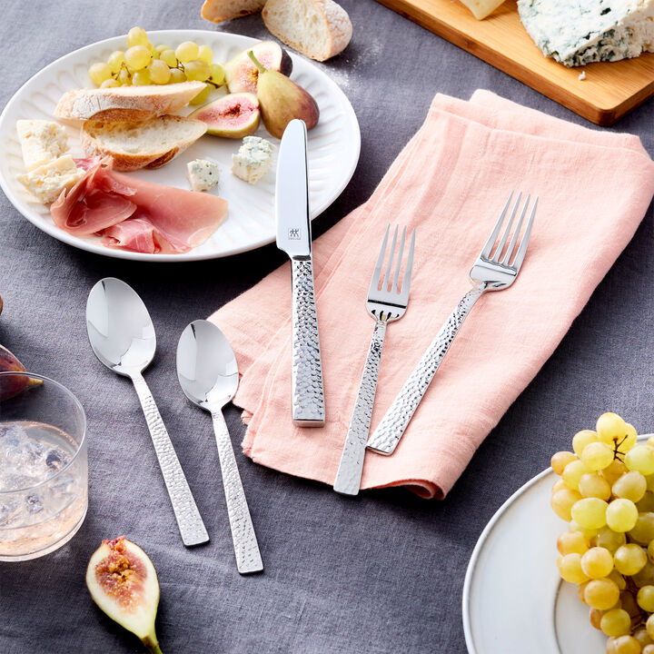 King (polished), 45-pc Hammered Flatware Set, 18/10 Stainless Steel , large 2