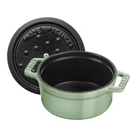 Mini Cocotte 10 cm, rund, Salbeigrün, Gusseisen