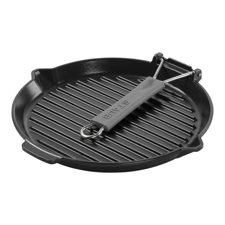 Grils, Gril avec bec verseur 28 cm, Fonte, Noir mat, large 2