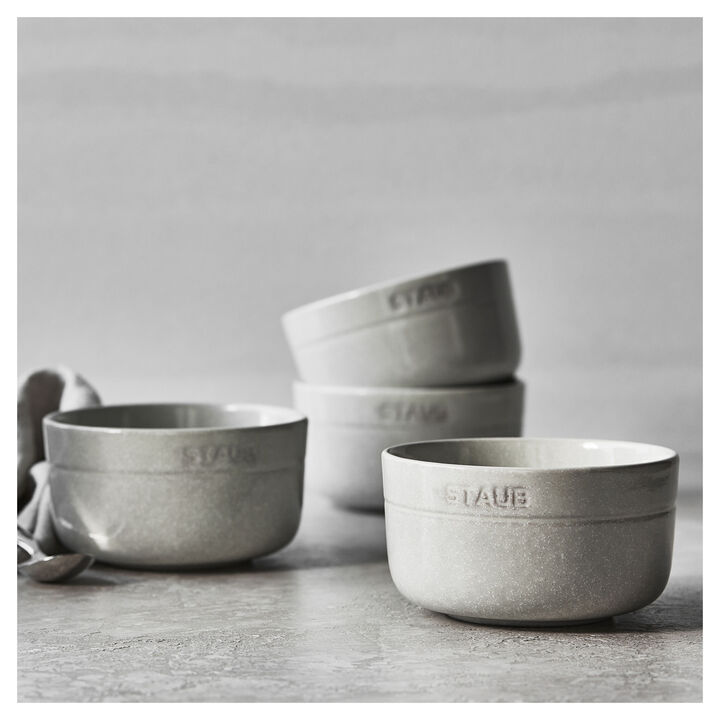 Dining Line, 4 Piece ceramic round Bowl set, white truffle, large 2