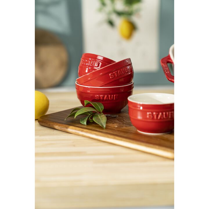 Ceramique, 9 cm / 2 Piece ceramic round Ramekin set, cherry, large 4