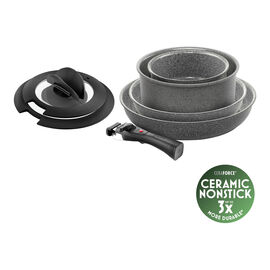 Set de poêles, 7-pcs, Aluminium, Revêtement antiadhésif en céramique