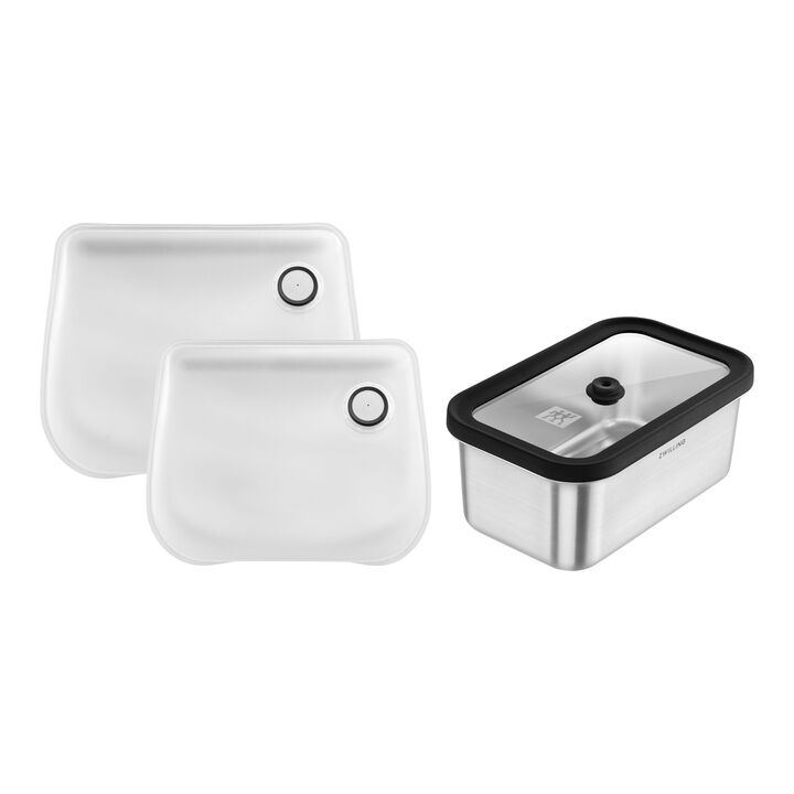 Fresh & Save, Flex Bag and  Vacuum Box Set, 4-pcs. / S/M,  Transparent / Silver, Stainless Steel / Plastic, large 1