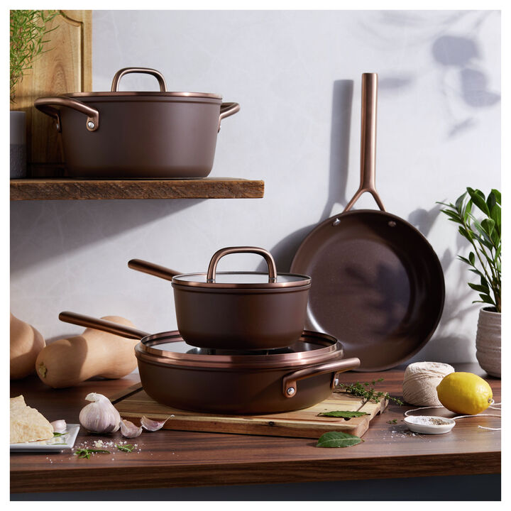 Milano, 7-pc, Cookware Set Ceramic Nonstick Titanium, Brown, large 2