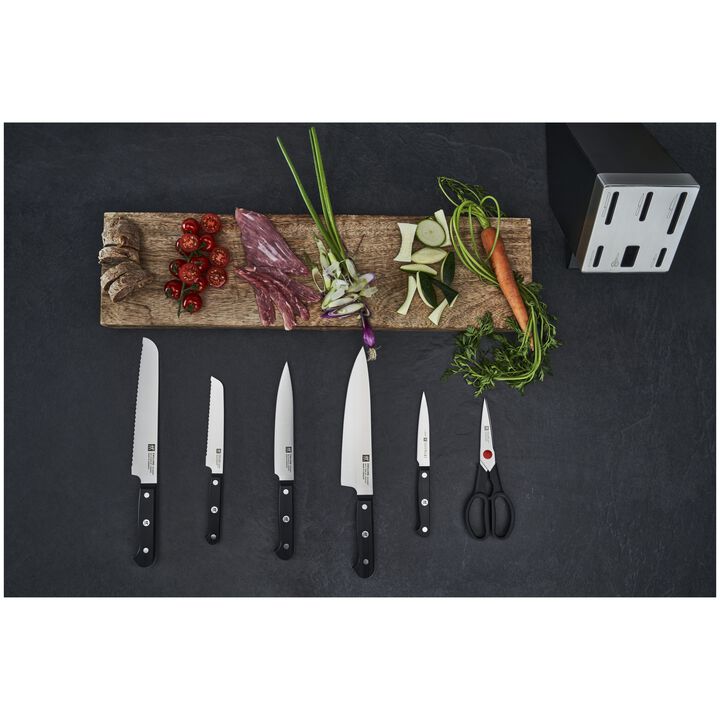 Gourmet, Selvslibende knivblok 7-dele, Sort, large 4