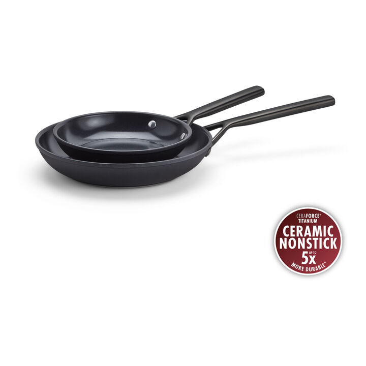 Milano, 2-pc, Frying Pan Set Ceramic Nonstick Titanium, Matte Black, large 1